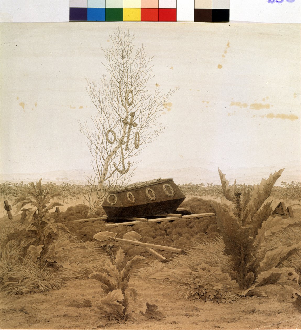"Vid gravkanten" En kista på väg att sänkas till botten av graven. Pennteckning av Caspar David Friedrich (1774-1840) circa 1830 Pushkin Museum, Moskva av Caspar David Friedrich