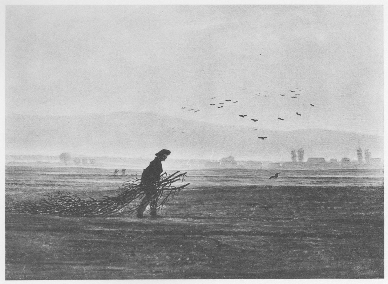Höstlandskap med en man som samlar ved av Caspar David Friedrich