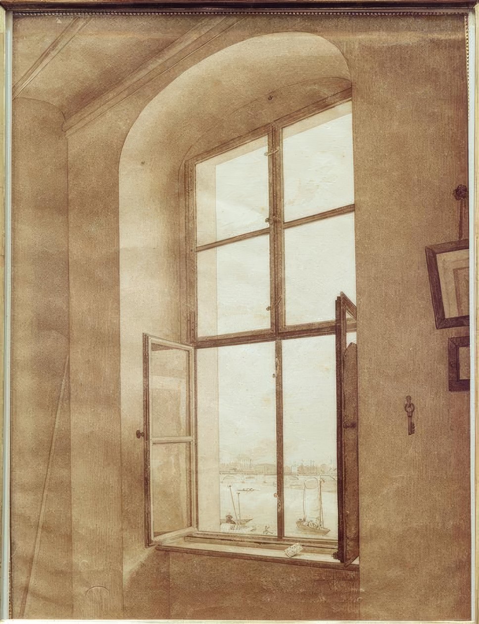 Utsikt från konstnärens ateljé (vänstra fönstret) av Caspar David Friedrich