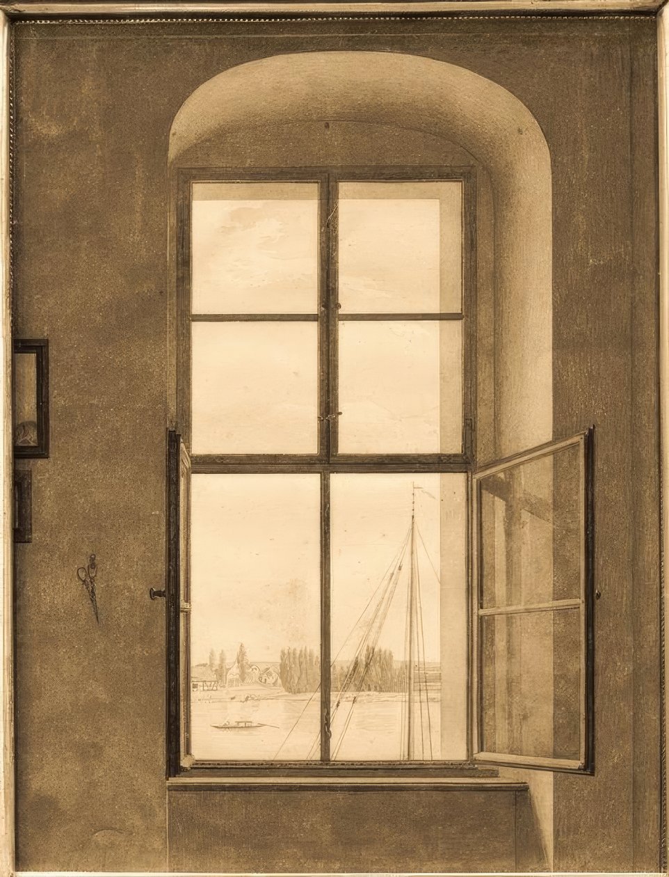 Utsikt från konstnärens ateljé (höger fönster) av Caspar David Friedrich