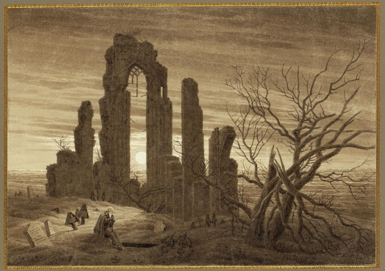 Vintern - Natten - Ålderdom och död (ur cykeln om dygnets tider och livets åldrar från 1803) av Caspar David Friedrich