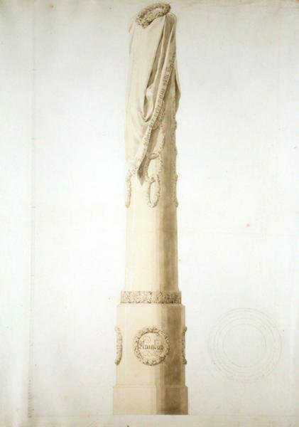Design för en minneskolumn (penna, penna och sepia på papper) av Caspar David Friedrich