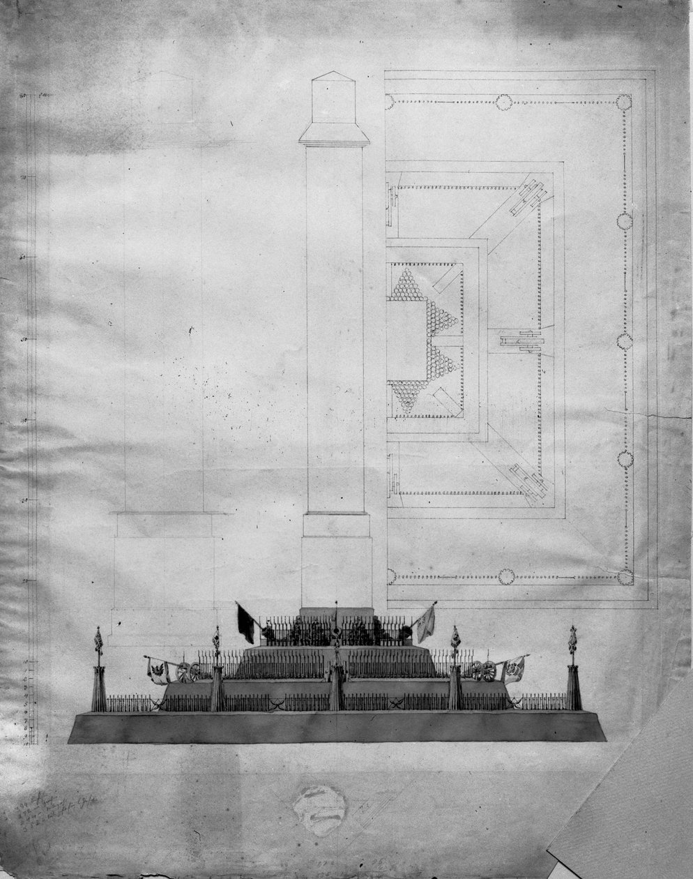 Design för ett krigsminnesmärke (penna, bläck och wc på papper) av Caspar David Friedrich