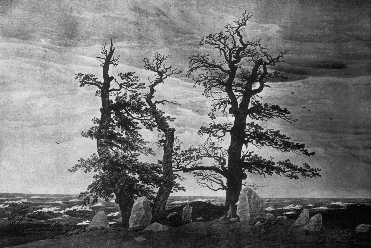 Dolmen by the Sea (penna och sepia bläck på papper) av Caspar David Friedrich