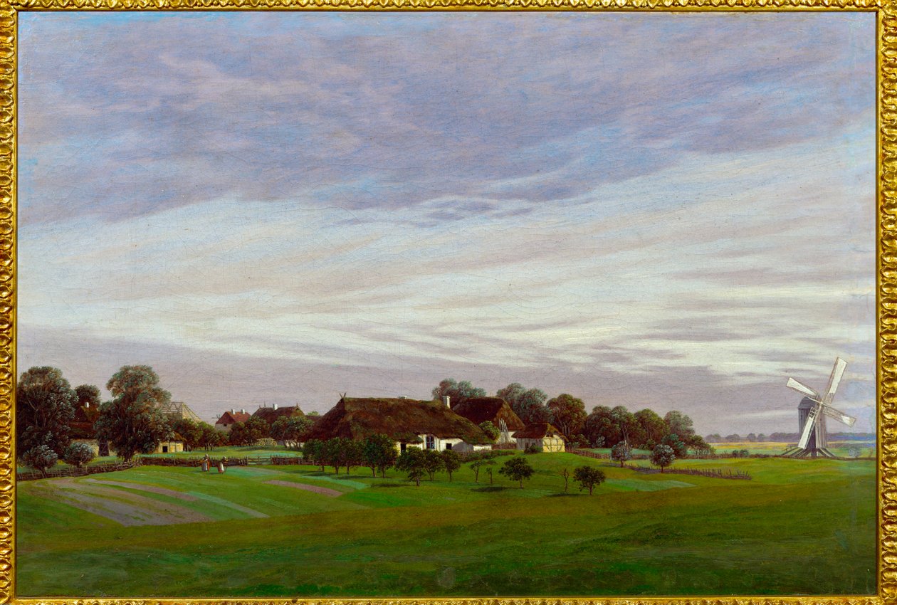Flat countryside (olja på duk) av Caspar David Friedrich