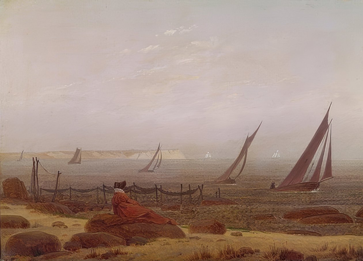 Kvinna vid havet. Omkring 1818 av Caspar David Friedrich