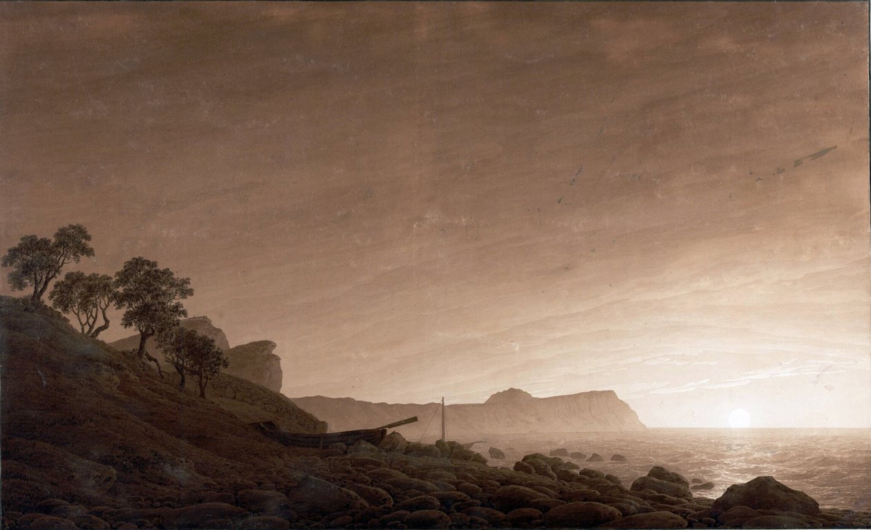 Tyska: Utsikt över Arkona med stigande måne Utsikt över Arkona med stigande måne av Caspar David Friedrich