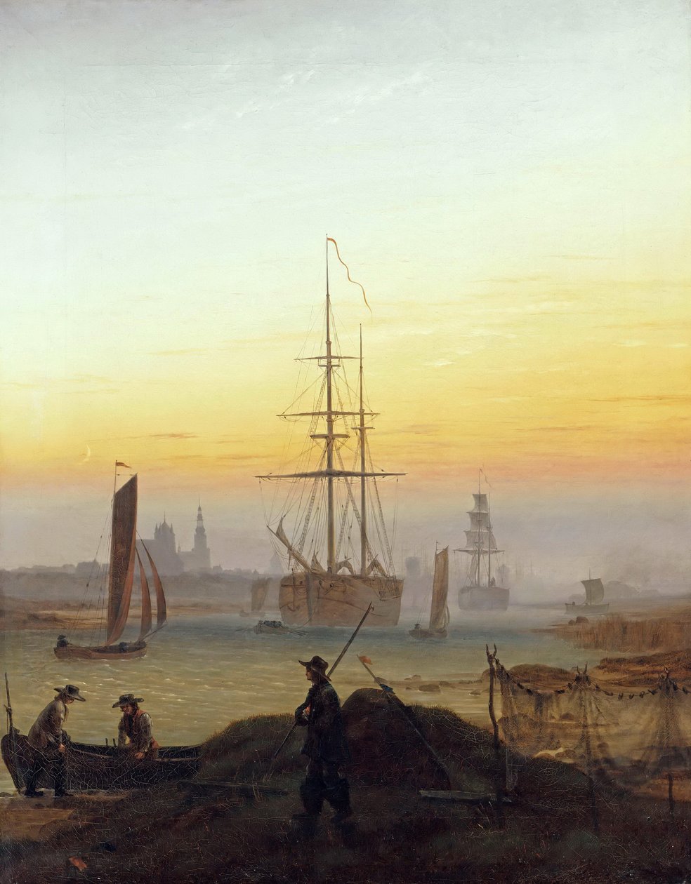 Tyska: Der Greifswalder Hafen Greifswalds hamn av Caspar David Friedrich