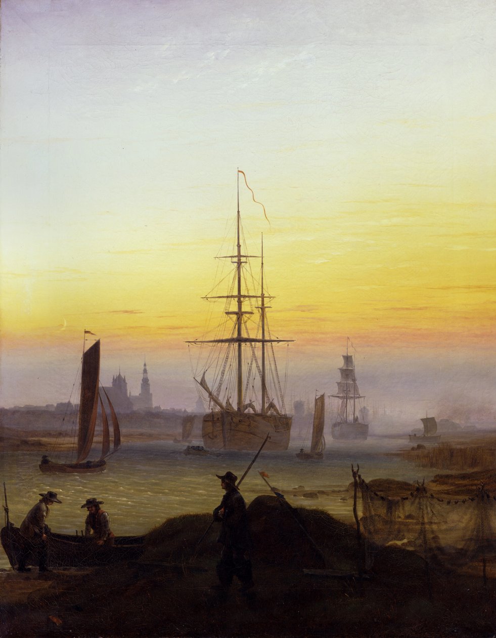Tyska: Der Greifswalder Hafen Greifswalds hamn av Caspar David Friedrich
