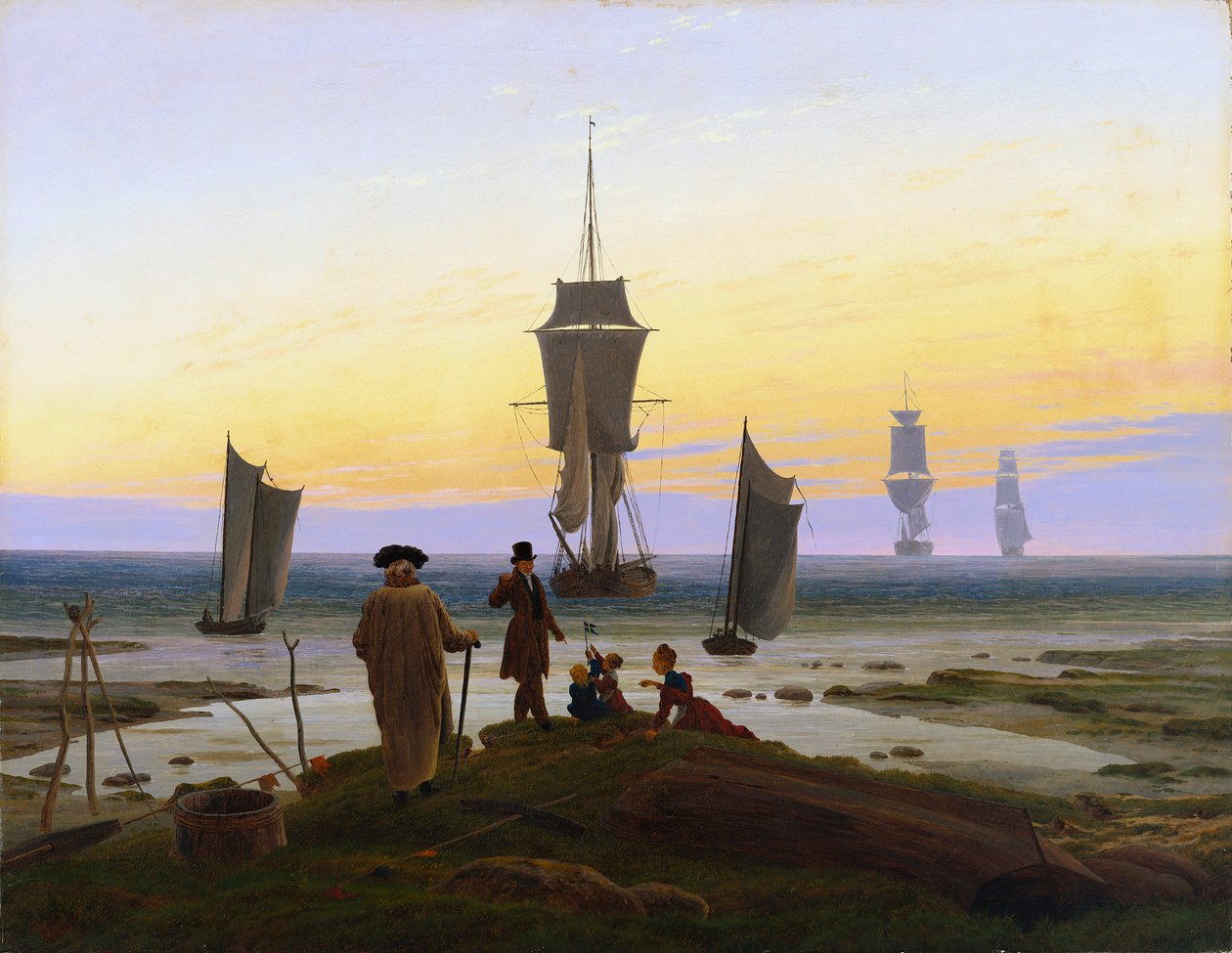 Tyska: Die Lebensstufen (Strandbild, Strandszene in Wiek) Livsstadierna (strandbild, strandscen i Wiek) av Caspar David Friedrich