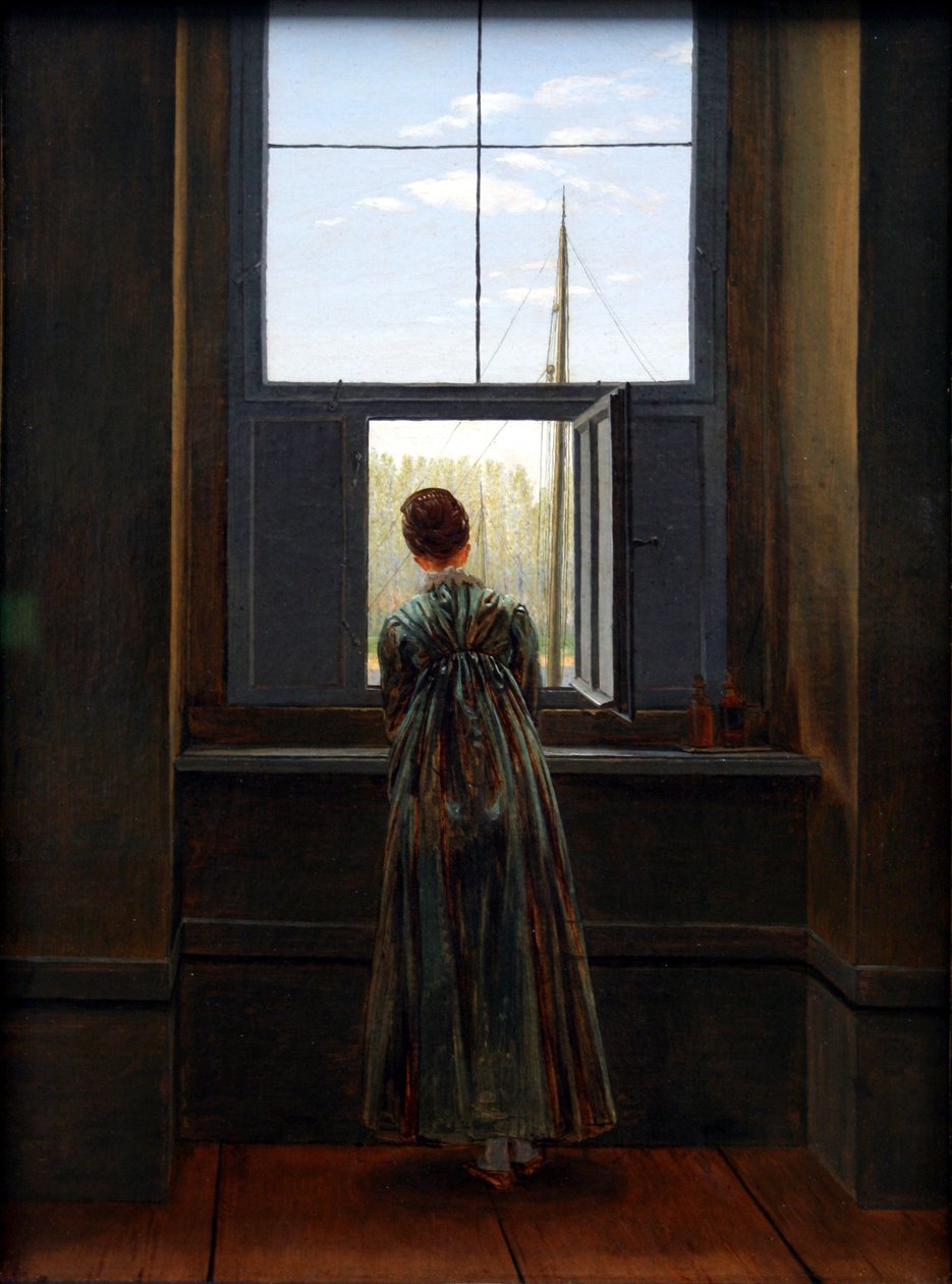 Tyska: Frau am Fenster Kvinna vid ett fönster av Caspar David Friedrich
