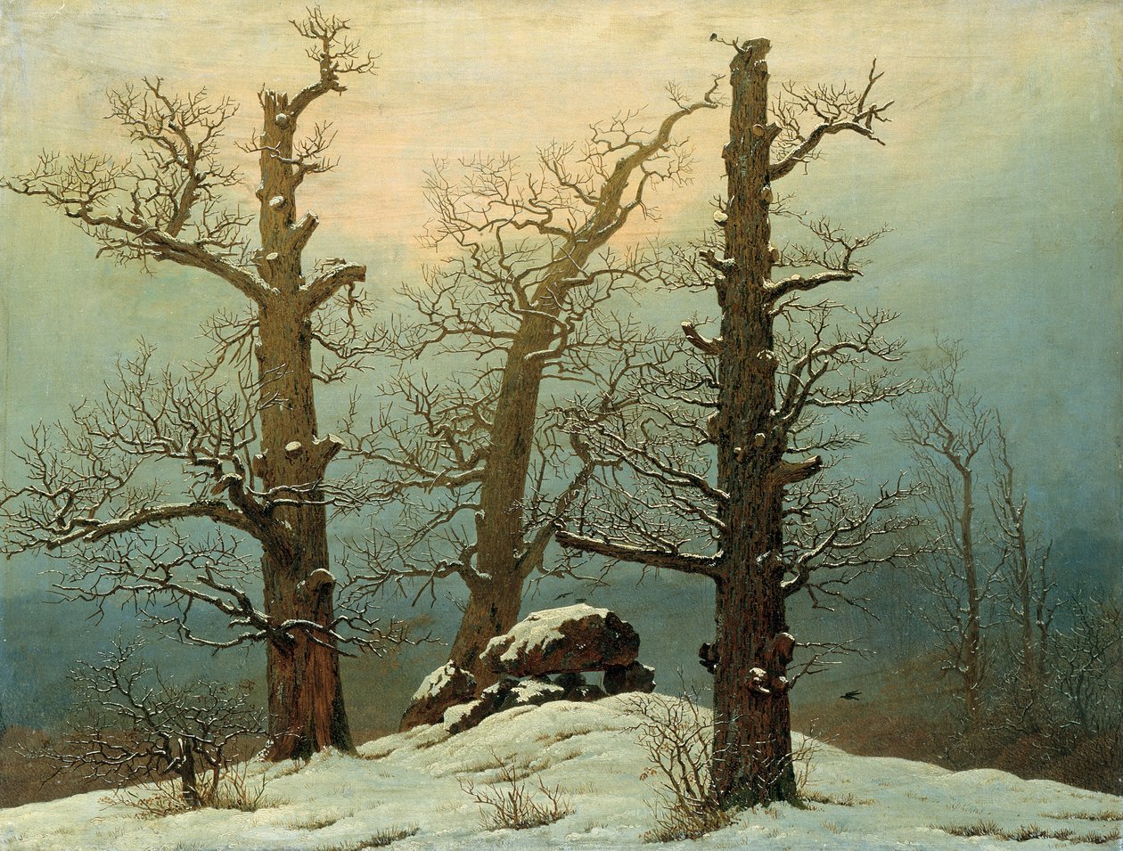 Tyska: Hünengrab im Schnee Cairn i snö av Caspar David Friedrich