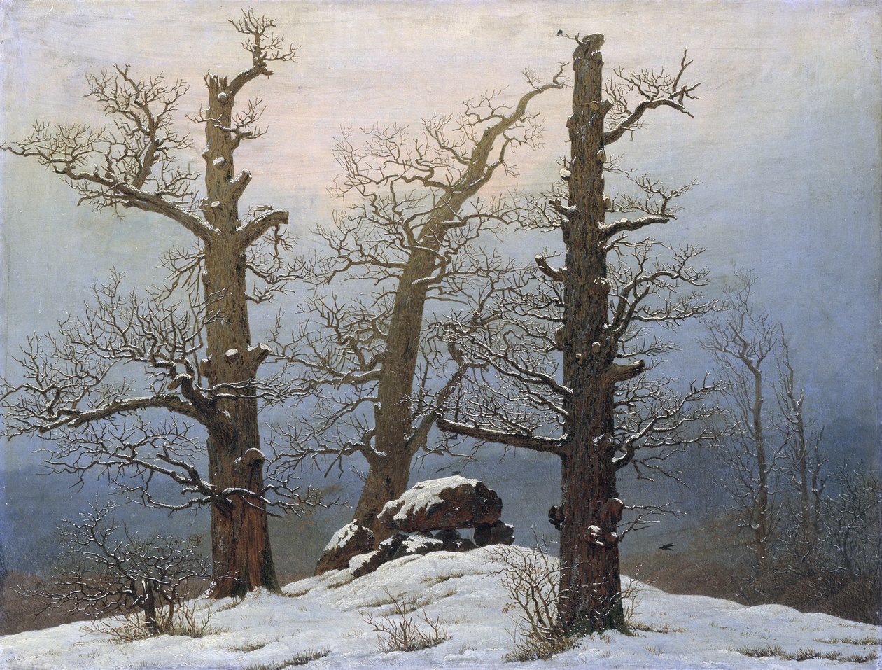 Tyska: Hünengrab im Schnee Cairn i snö av Caspar David Friedrich