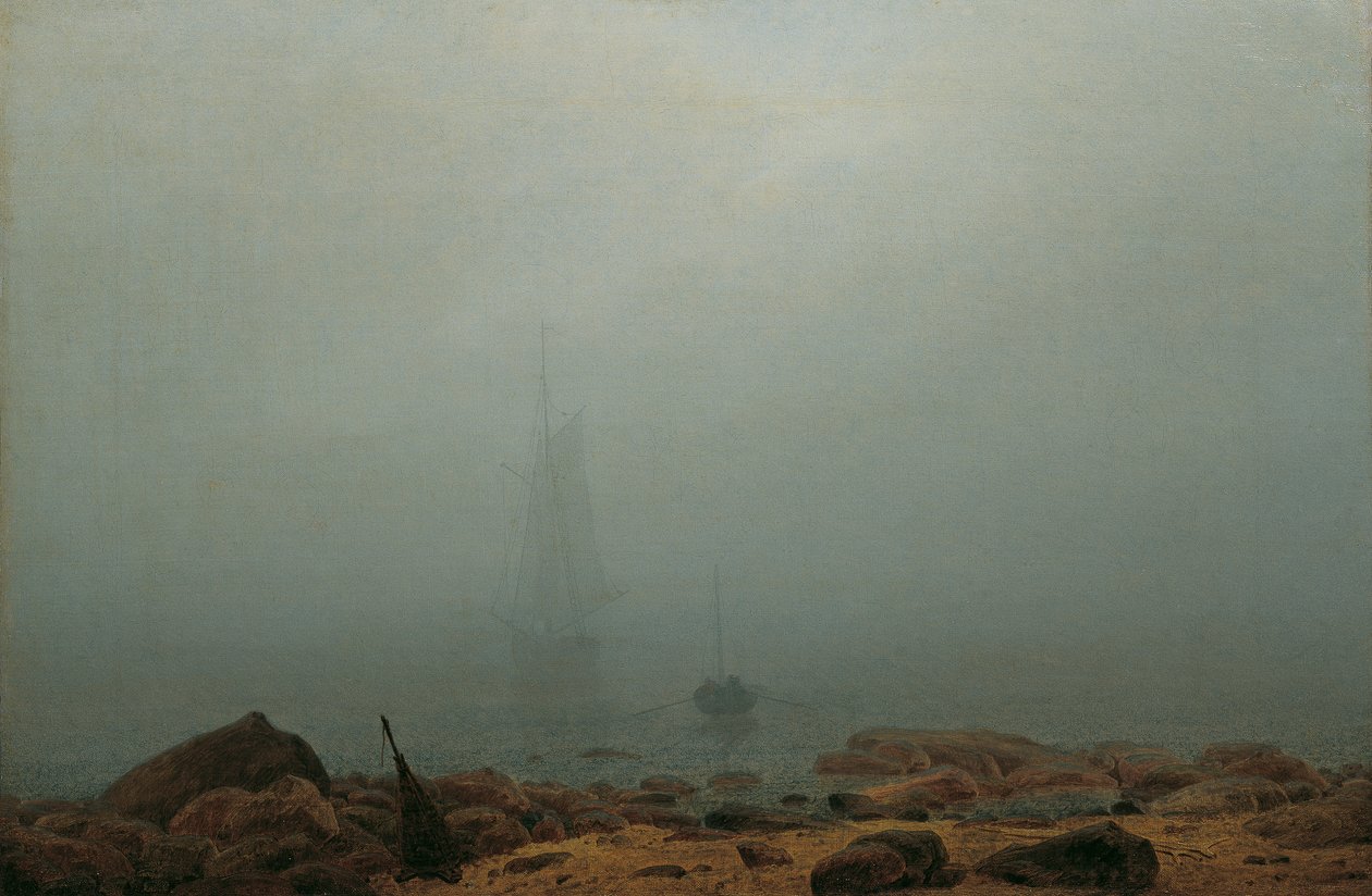 Tyska: Meeresstrand im Nebel Havsstrand i dimma av Caspar David Friedrich