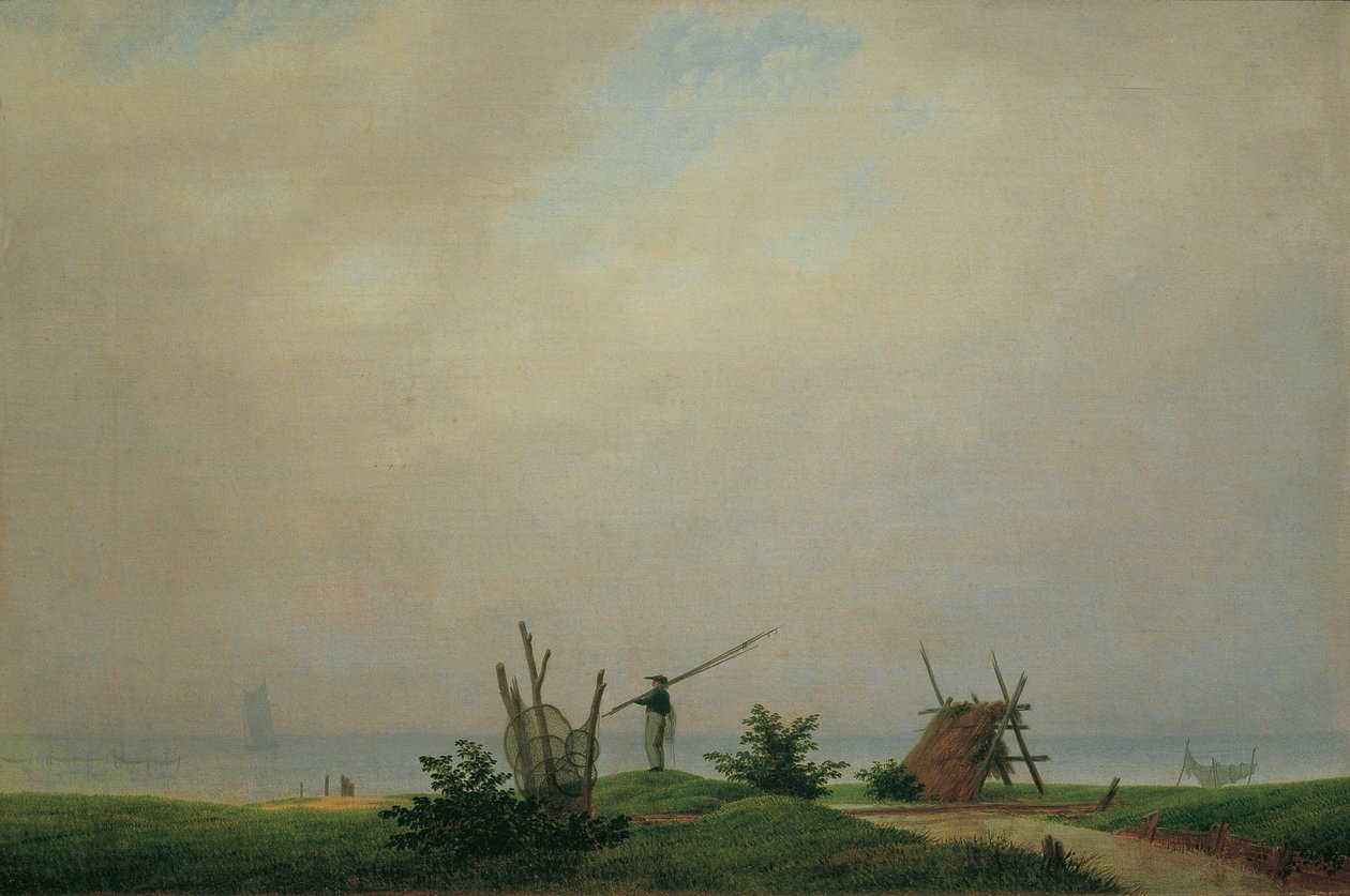 Tyska: Meeresstrand mit Fischer Havsstrand med fiskare av Caspar David Friedrich