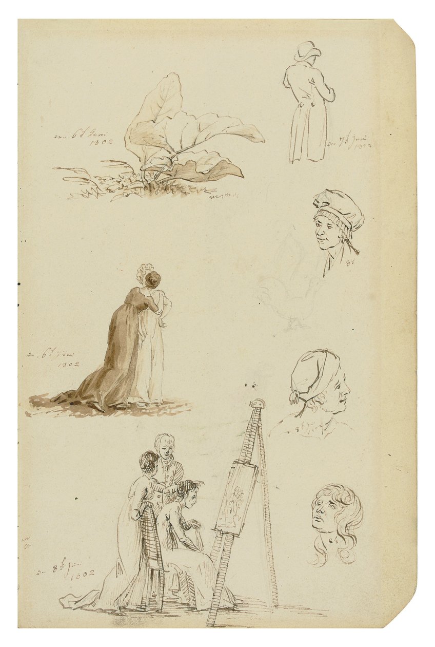 Tyska: Studier av huvuden, figurer och bladverk av Caspar David Friedrich