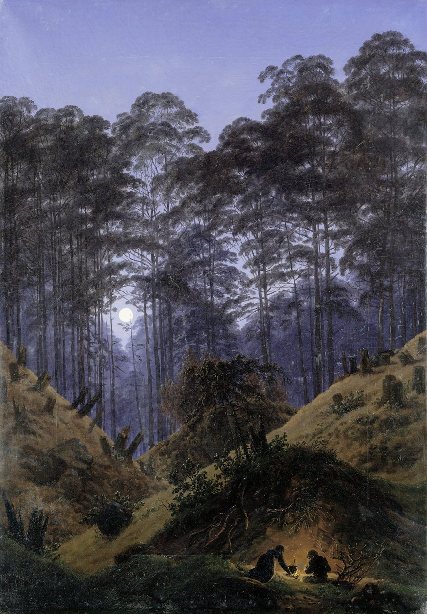I skogen i månsken av Caspar David Friedrich