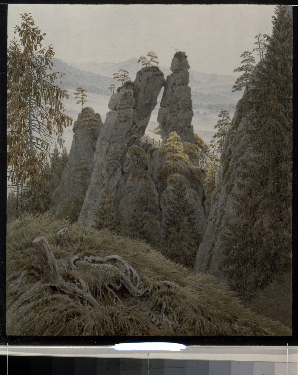 Porten till klipporna i Neurathen (Tyskland). (Klippportarna i Neurathen). Verk av Caspar David Friedrich (1774-1840), akvarell på papper, mellan 1826 och 1828. Tysk konst från 1800-talet, romantik. State Hermitage, Sankt Petersburg. av Caspar David Friedrich