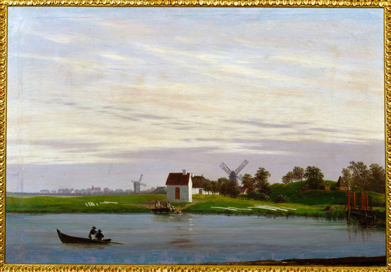 Landskap med väderkvarnar av Caspar David Friedrich