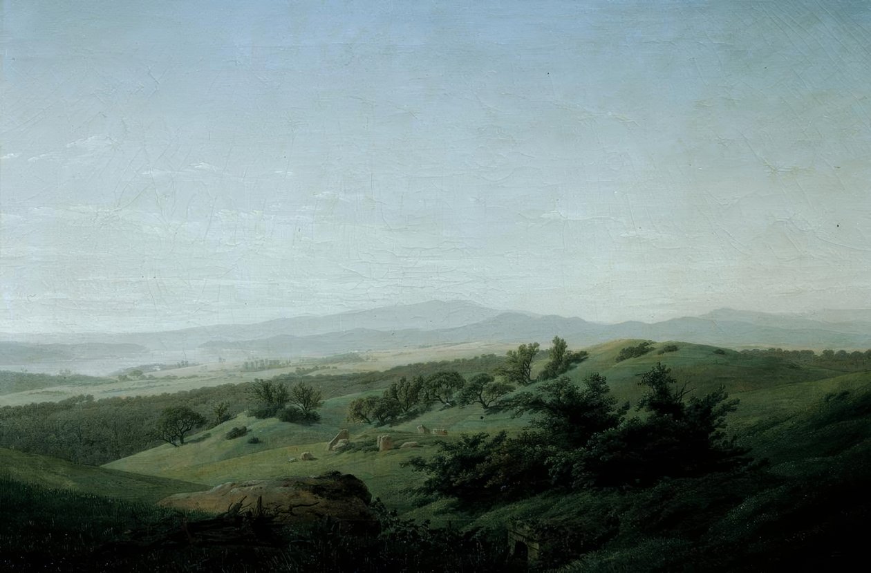Landskap med sjö av Caspar David Friedrich