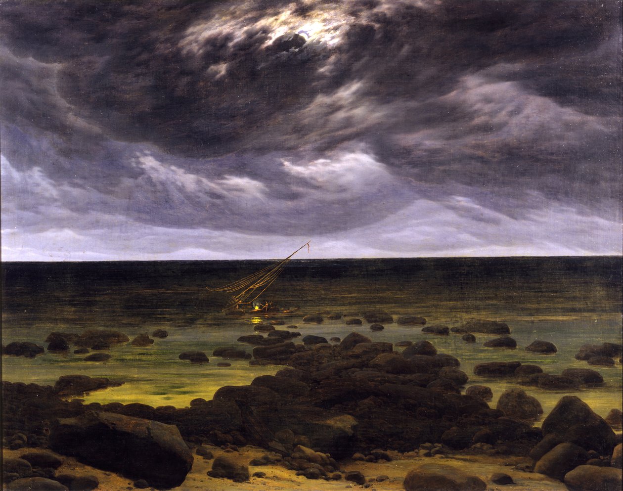 Havskusten i månskenet av Caspar David Friedrich