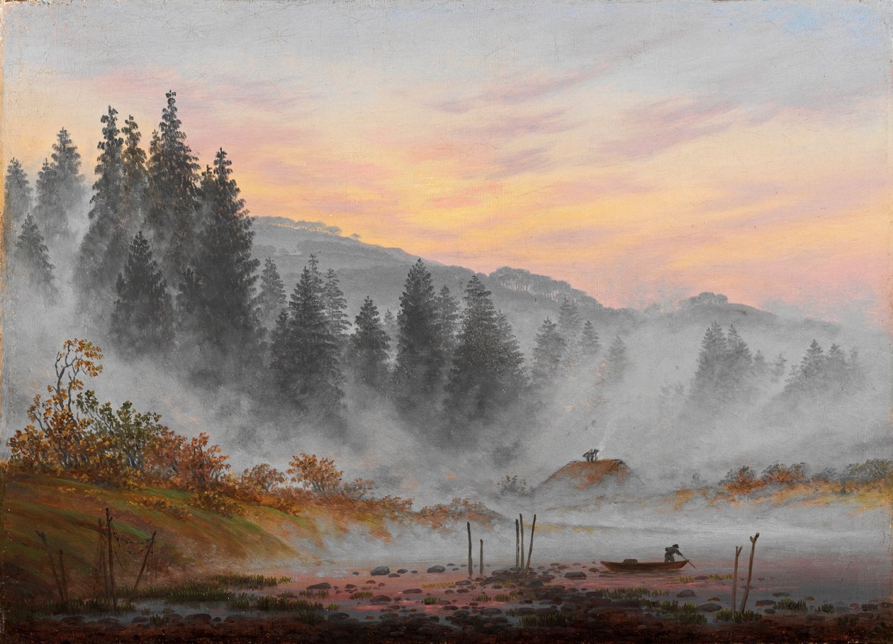 ""Moments de la journee : le matin"" (Dagtiden: Morgonen) Målning av Caspar David Friedrich (1774-1840) 1821-1822 - Olja på duk Dim 22x30 cm Niedersaechsisches Landesmuseum, Hannover av Caspar David Friedrich