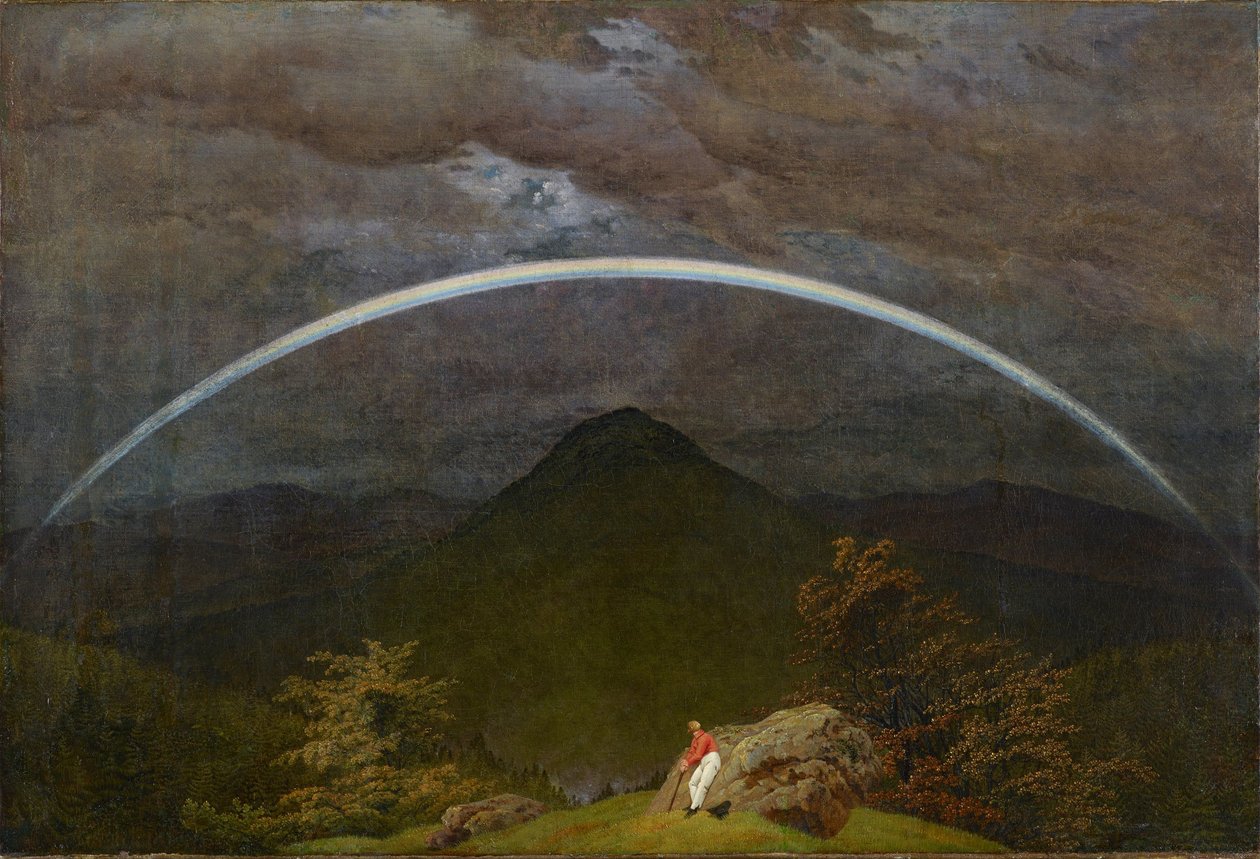 Bergslandskap med regnbåge av Caspar David Friedrich