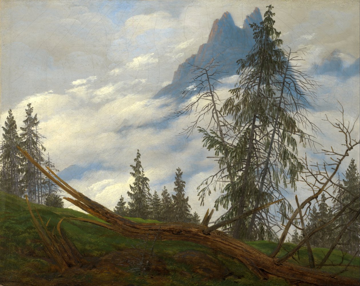 Bergstopp med drivande moln av Caspar David Friedrich