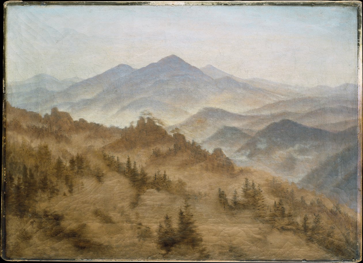 Berg i den stigande dimman av Caspar David Friedrich