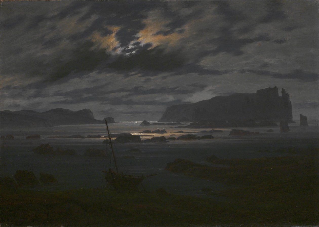 Norra havet i månskenet, ca. 1823 av Caspar David Friedrich