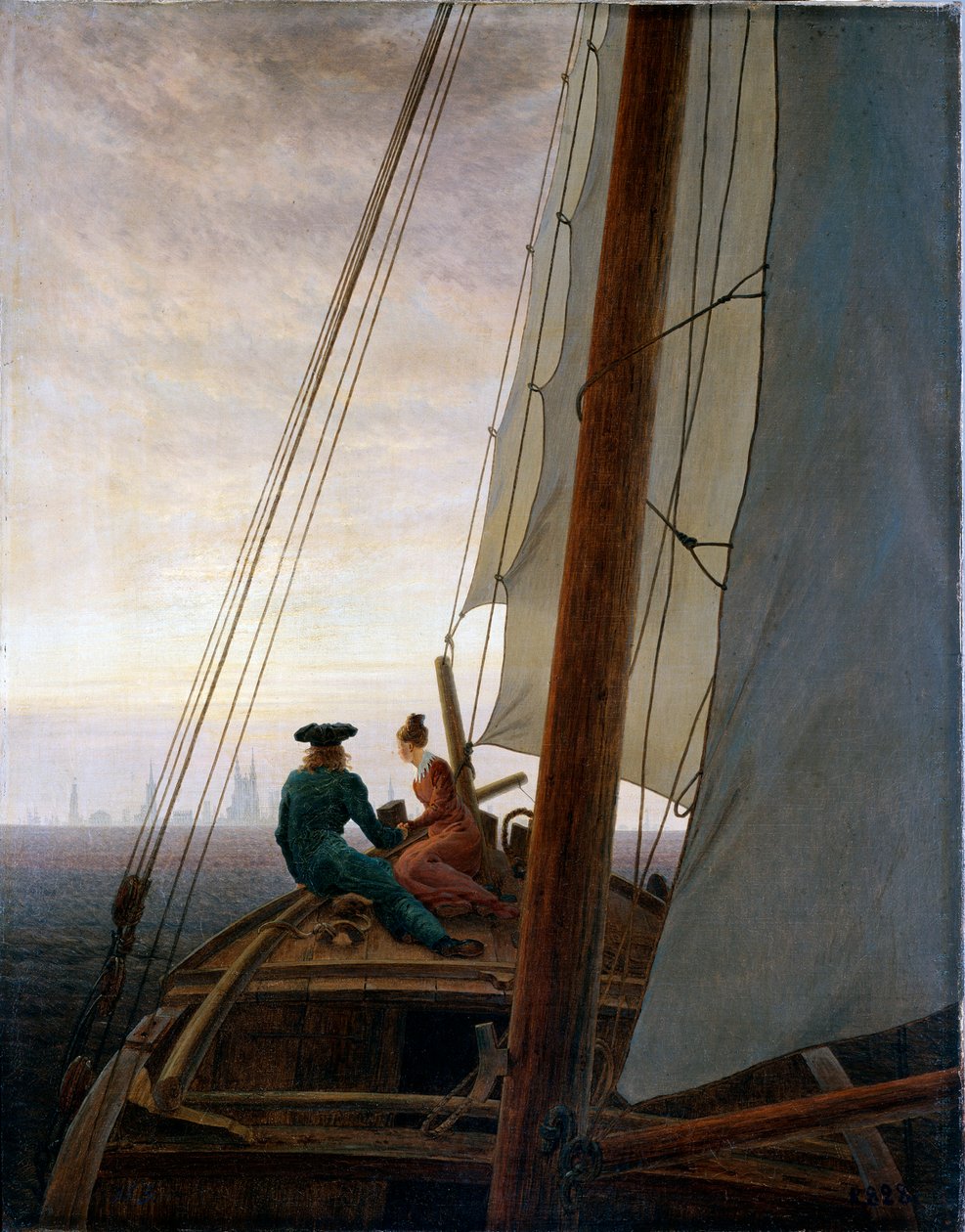 Ombord på ett segelfartyg, mellan 1818 och 1820. av Caspar David Friedrich