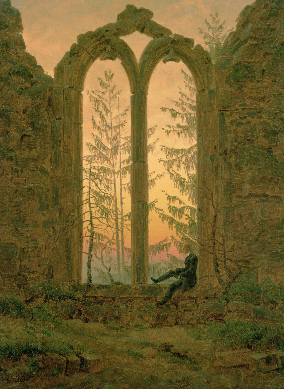 Ruinerna av Oybin-klostret (Drömmeraren) 1835-40 (olja på duk) av Caspar David Friedrich
