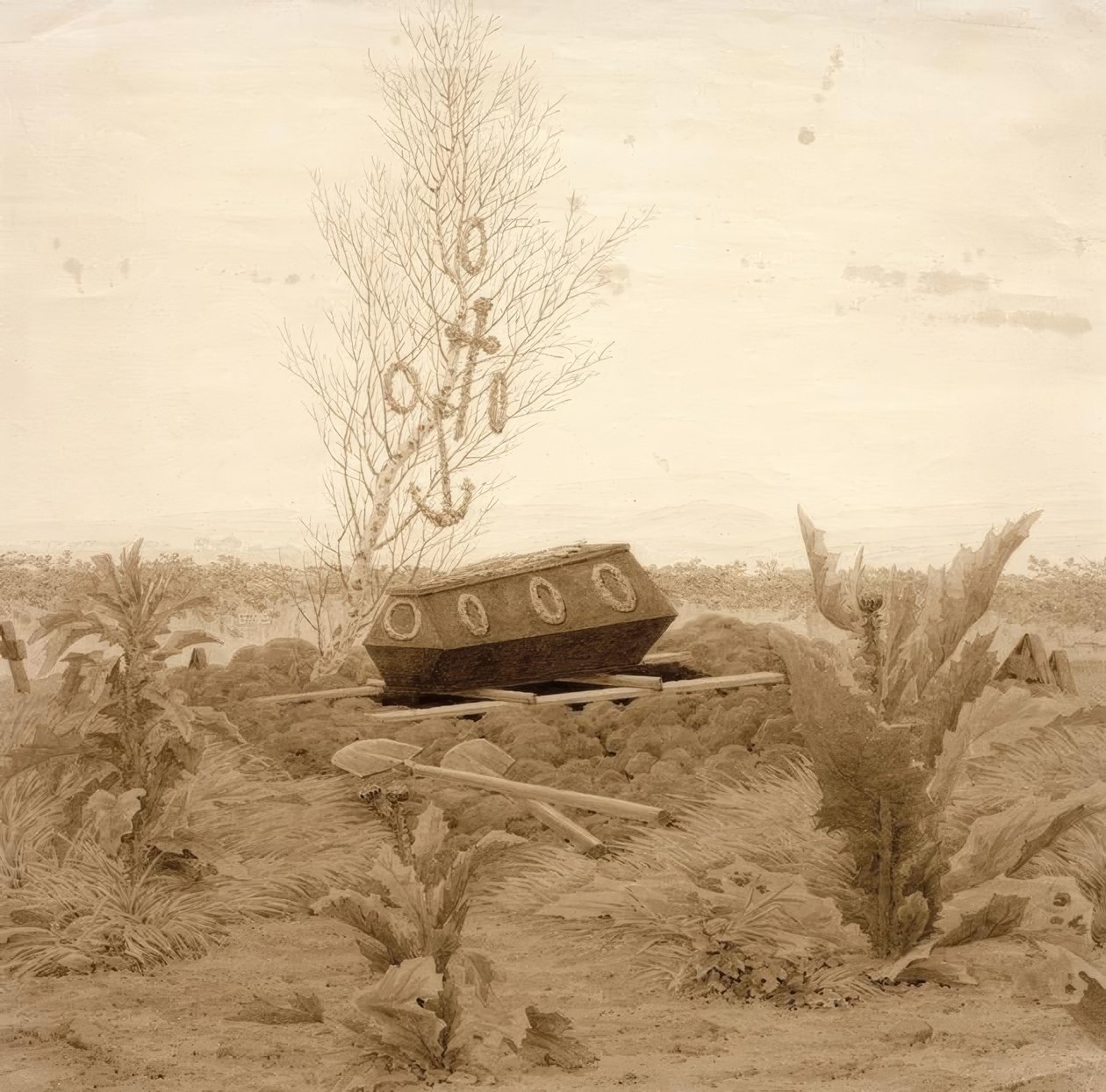 Kista på en ny grav av Caspar David Friedrich