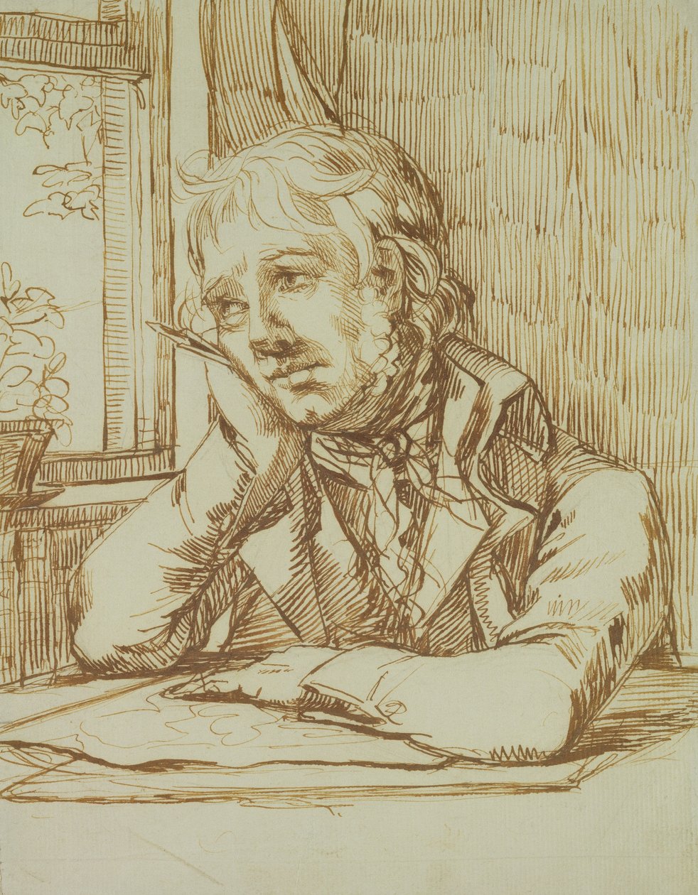 Självporträtt med stödd arm av Caspar David Friedrich