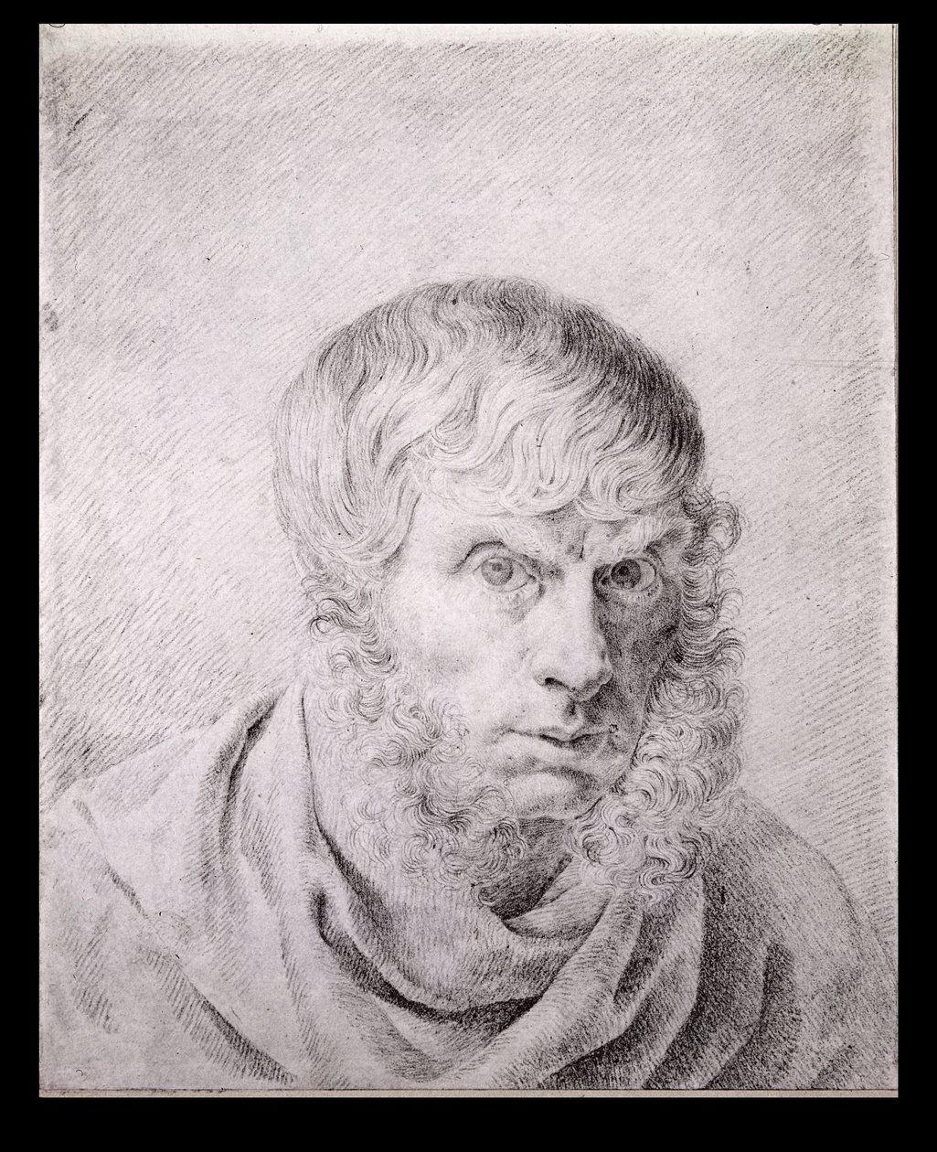Självporträtt, ca 1810 (svart krita på papper) av Caspar David Friedrich