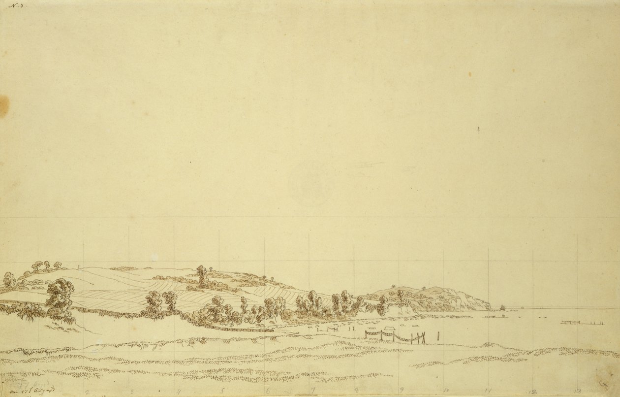 South Coast of Rugen (penna och penna på papper) av Caspar David Friedrich