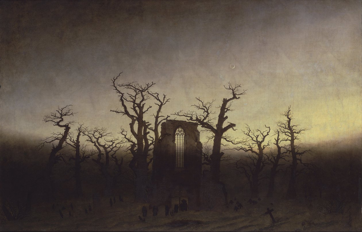 Klostret i ekskogen av Caspar David Friedrich