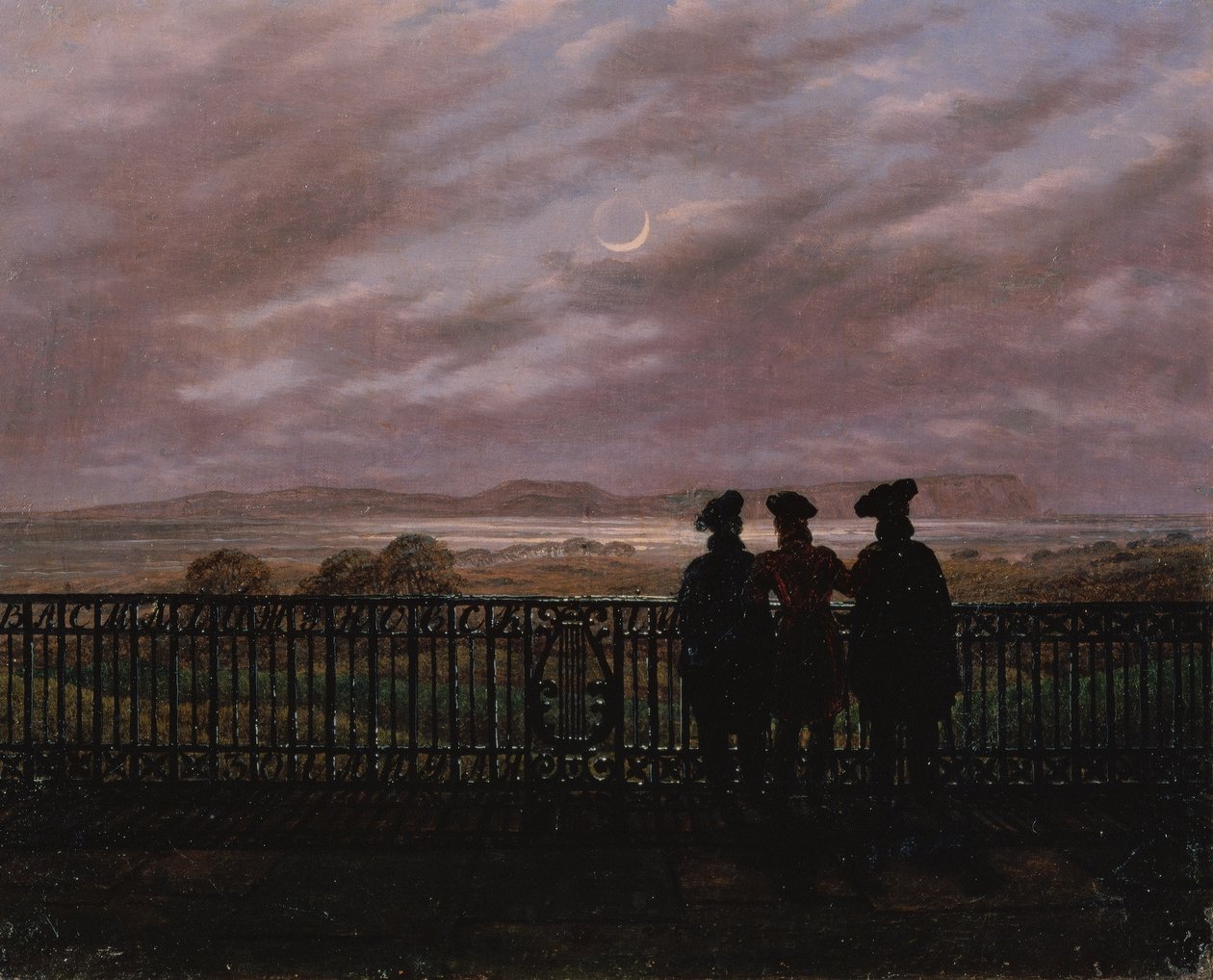 Poeterna Vasilij Andrejevitj Zjukovskij (1783-1852), Sergejevitj Ivan Turgenev (1818-83) och Aleksandr Ivanovitj Turgenjev (ca 1784-1846), sent 1820-tal (olja på duk) av Caspar David Friedrich