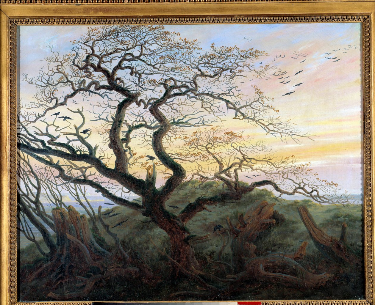 Trädet med kråkor. Målning av Friedrich Caspar David (1774-1840) av Caspar David Friedrich