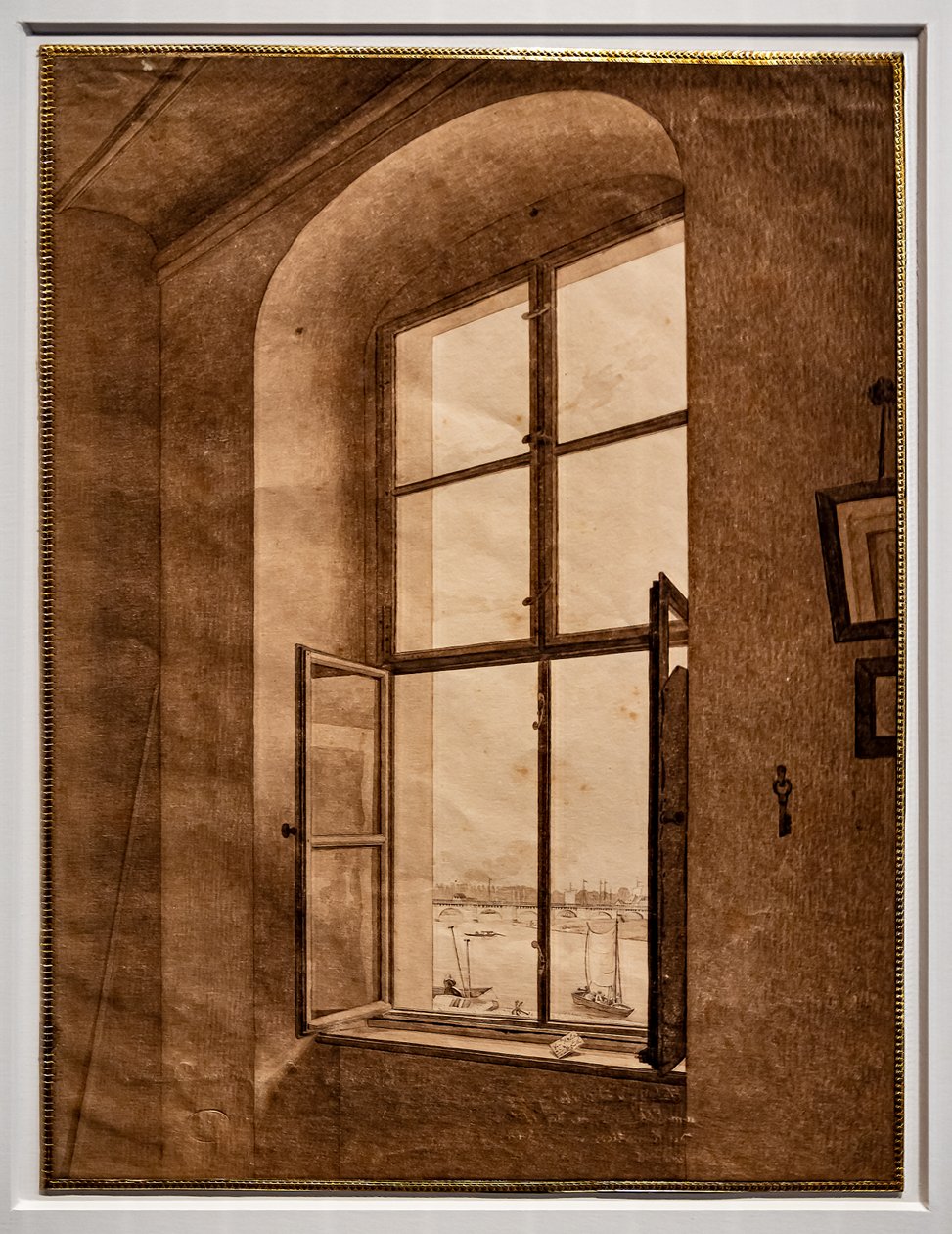 Utsikt från konstnärens ateljé, fönster till vänster av Caspar David Friedrich