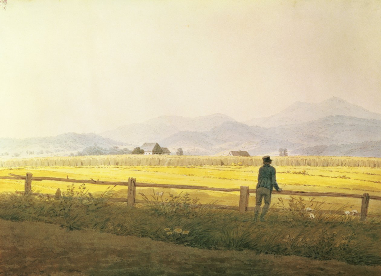 Utsikt över Schmiedebergerkamm, ca 1837 (akvarell på papper) av Caspar David Friedrich