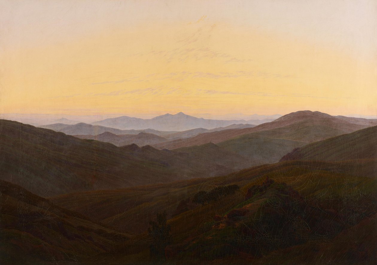 I bergen före soluppgången av Caspar David Friedrich