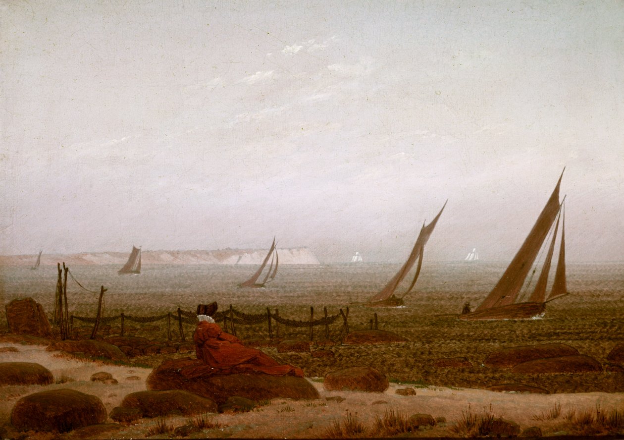 Kvinna på stranden vid Rugen av Caspar David Friedrich