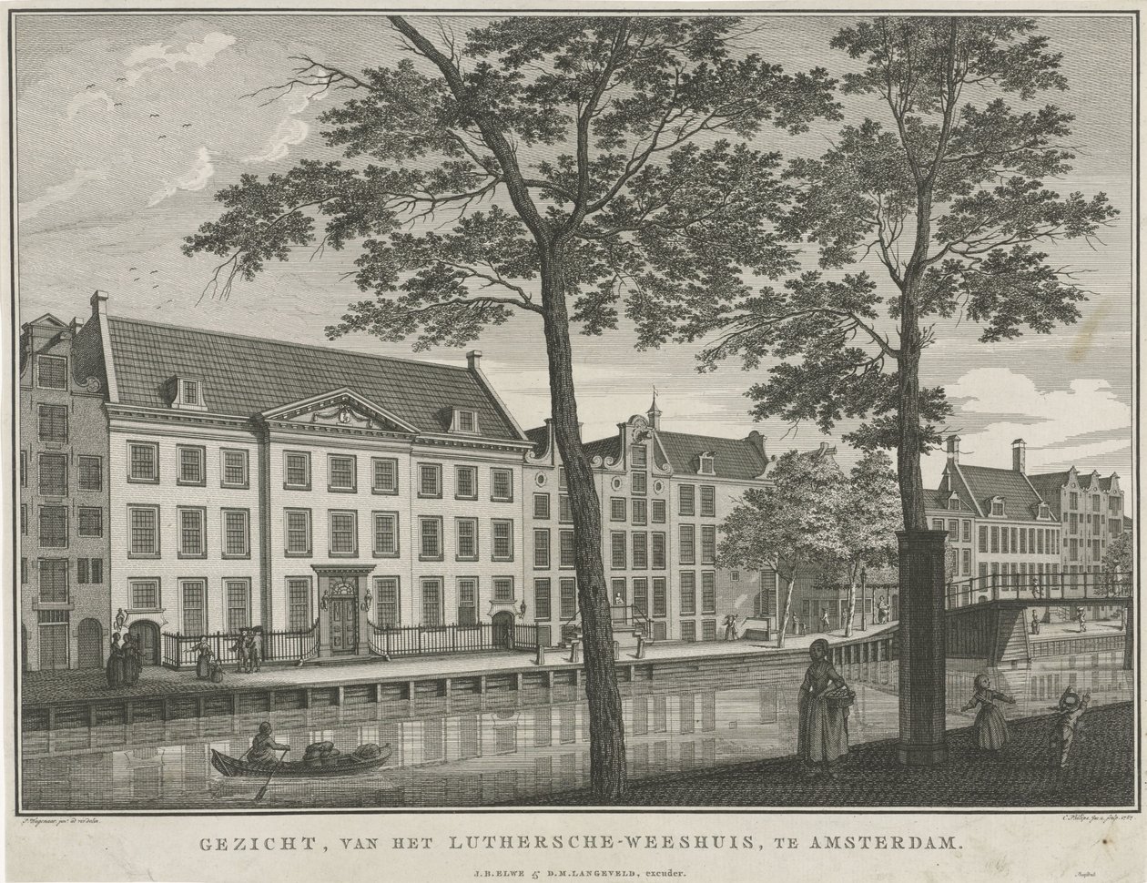 Utsikt över det lutherska barnhemmet i Amsterdam Utsikt över Luthersche Orphanage, i Amsterdam (titel på objekt) av Caspar Jacobsz. Philips