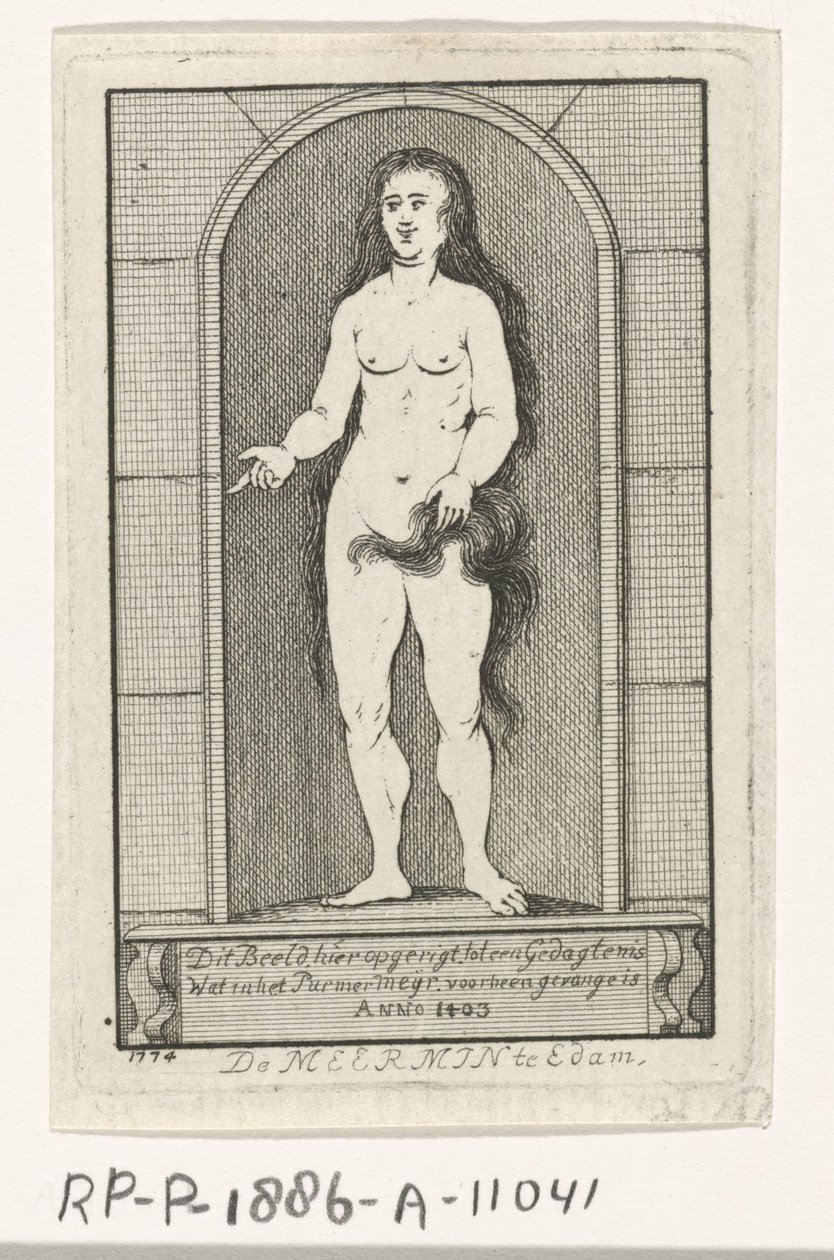 Nisch med statyn av en sjöjungfru av Caspar Jacobsz. Philips