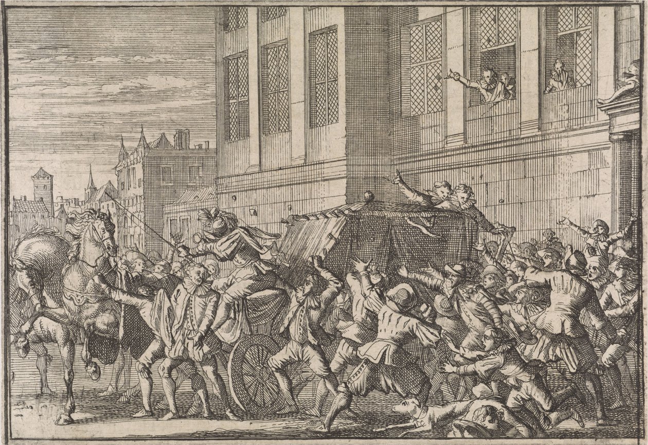 Attack i Madrid på greven av Olivares, Gaspard de Gusmáns vagn, 1643 av Caspar Luyken (attributed to)