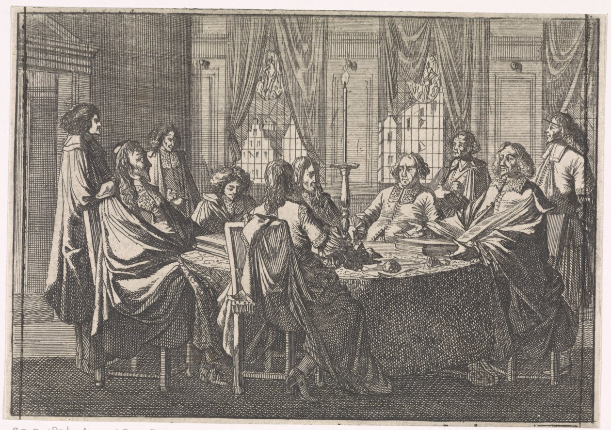 Förhandlingar under freden i Münster, 1648 av Caspar Luyken (attributed to)