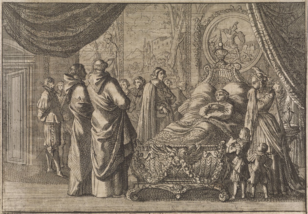 Ludvig XIII:s dödsbädd, 1643 av Caspar Luyken (attributed to)