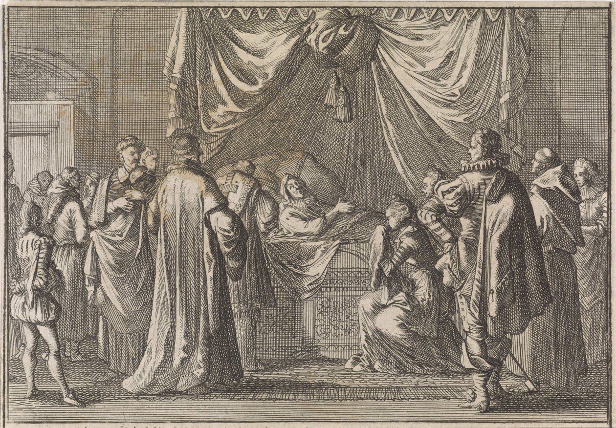 Maria de Medicis dödsbädd, 1642 av Caspar Luyken (attributed to)