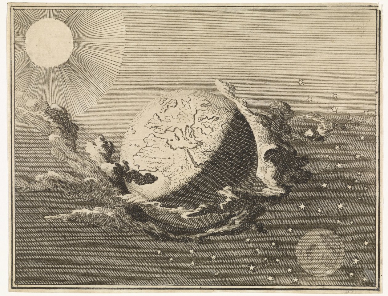 Universum med jord, sol, måne och stjärnor av Caspar Luyken